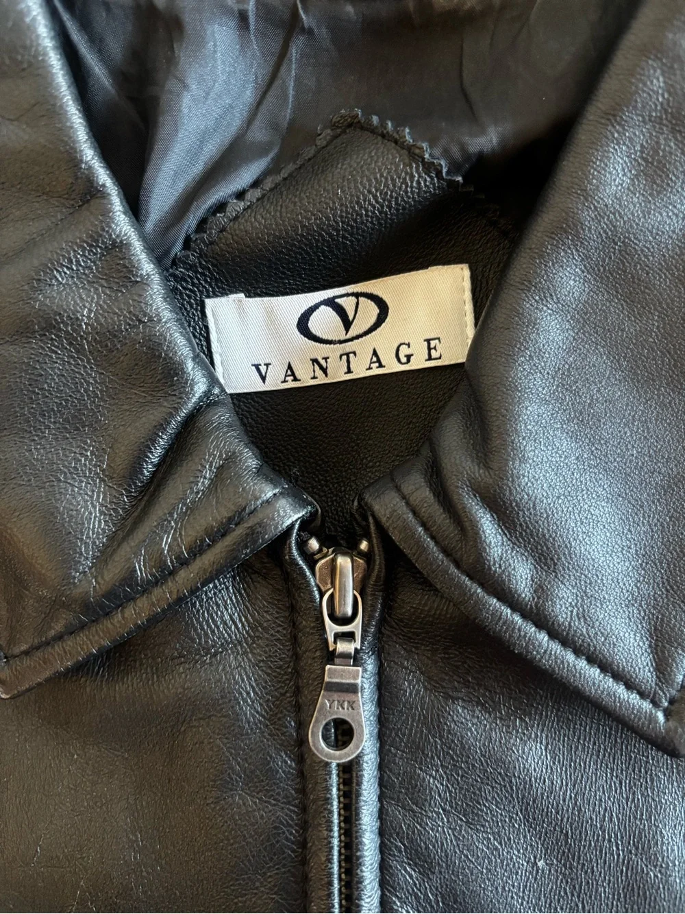 Vintage 100% Leather Jacket Collared Unisex